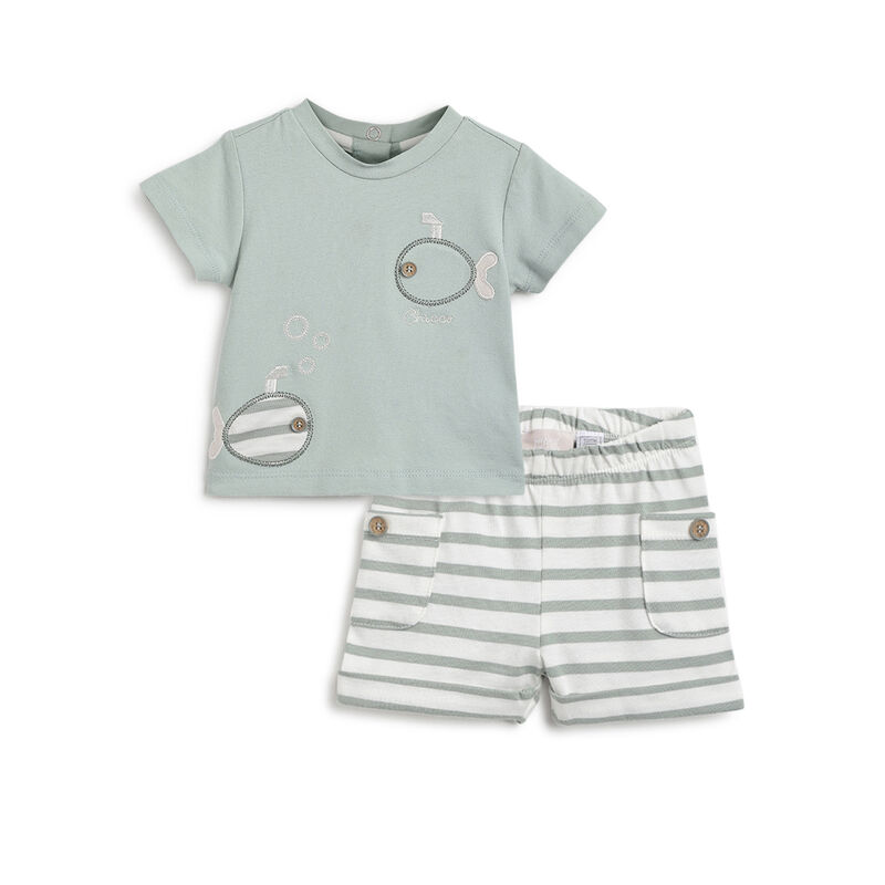 Boys Light Green T-shirt with Short Pants image number 0